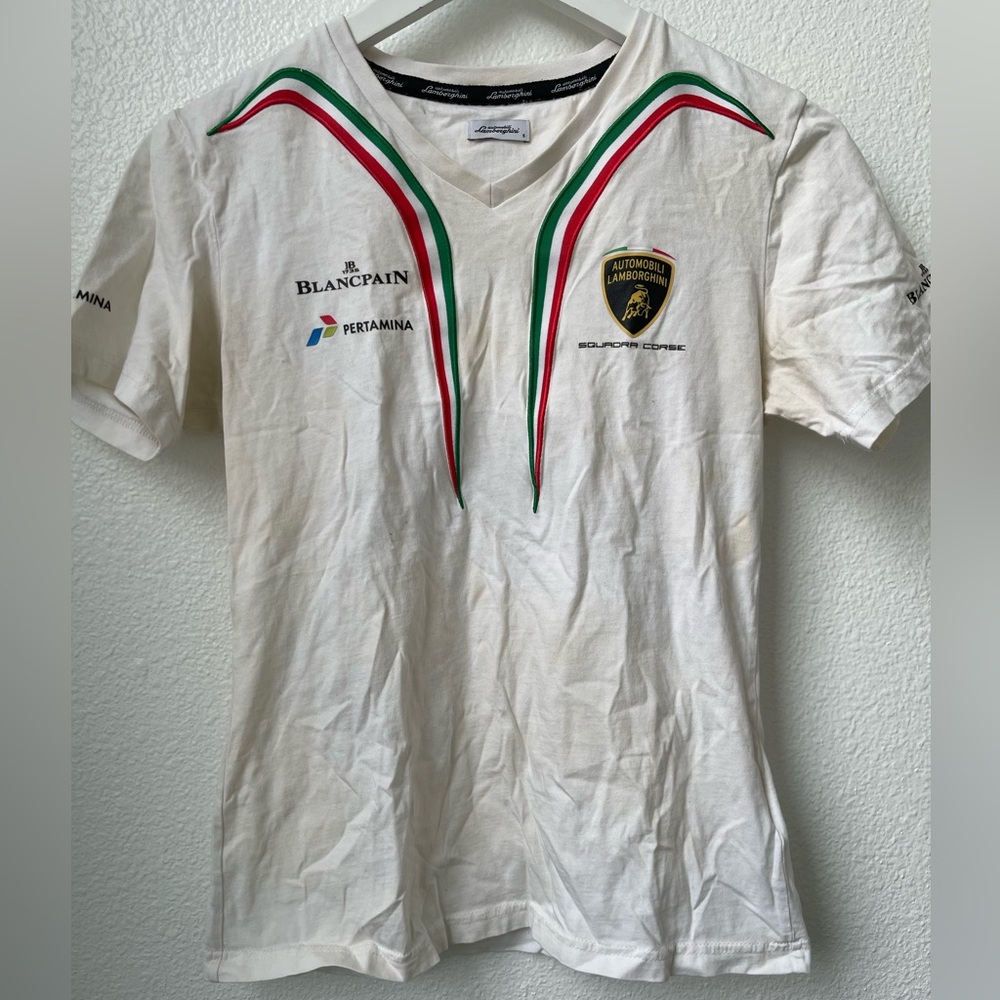 AUTOMOBILI LAMBORGHINI SQUADRA CORSE WOMEN'S WHITE SHIRT SIZE SMALL